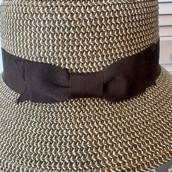 Nine West Straw Bucket Hat With Bow Women’s New Without Tag Brown Tan Preppy - Picture 2 of 12